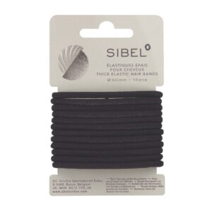 SIBEL Elastische Haarbandjes Zwart Dik 12st